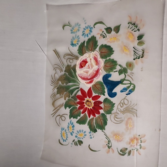 RARE and Vintage Hand Painted Flowers on Plastic Like Paper With Instructions - Picture 4 of 16